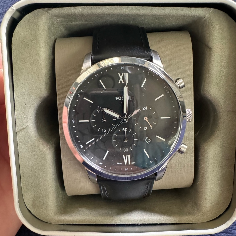 NWT Black leather Fossil Watch